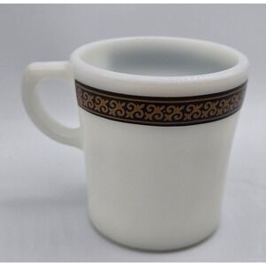 Vintage Pyrex Tableware Milk Glass Coffee Mug Fleur de Lys JAJ Pyrex 1969